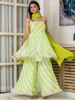 HOUSE OF JAMOTI - Hariyali Kurta with Sharara and Dupatta Set (Set of 3)