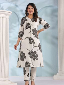 KAFTANIZE - Bold Floral Viscose Kurta Pant Set (Set of 2)