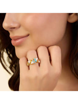 Isharya - Blue Triangles Infinity Open Ring