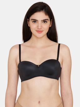 Zivame - Marshmallow Padded Wired Low Coverage Strapless Bra - Black