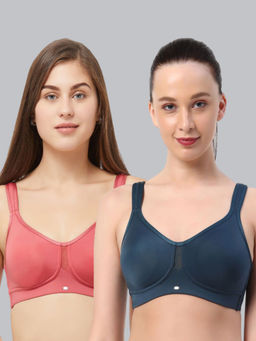 SOIE - Full Coverage Minimiser Non Padded Non-Wired Bra-Pack of 2-Multi-Color