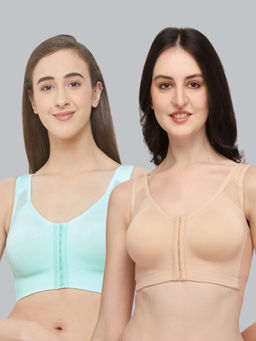 SOIE - Front Closure Full Coverage Non Padded Non Wired Posture Correction Bra Combo (Pack of 2)