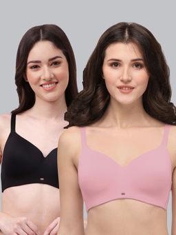 SOIE - Full Coverage Polyamide Spandex Padded Non Wired Ultra Soft Bra (Pack of 2)