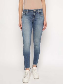 Guess - Blue Solid Skinny Fit Annette Eco Moon Jeans