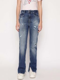 Guess - Blue Solid Flared Fit Pauline Flare Split Jeans