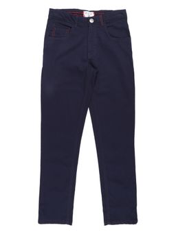 Gini & Jony - Fixed Waist Boys Navy Blue Solid Trouser