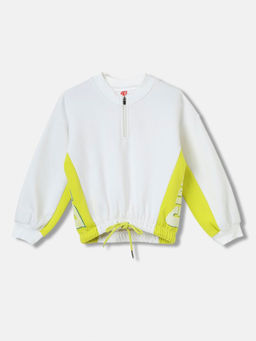 Blue Giraffe - White Colorblock Sweatshirt