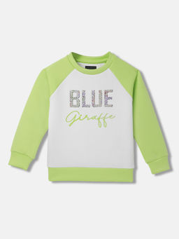 Blue Giraffe - White Colorblock Sweatshirt