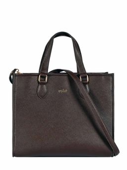 Eske - Sofia Vegan Leather Solid Tote Bag-Brown