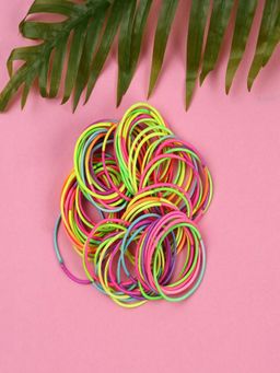 JEWELZ - Elastic Cotton Stretch Ponytail Ties Rubber Band Multicolor (Pack Of 90)
