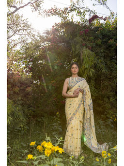 Baise Gaba - Serenitee Saree With Unstitched Blouse Piece - Yellow