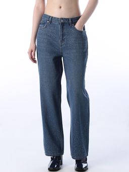ONLY - Women Embellished Straight Fit Blue Jeans