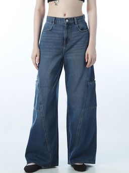 ONLY - Women Solid Wide Blue Jeans
