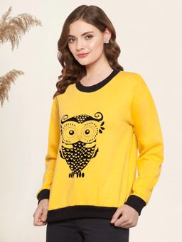 Martini - Women Yellow Printed Extra Warm Sweatshirt