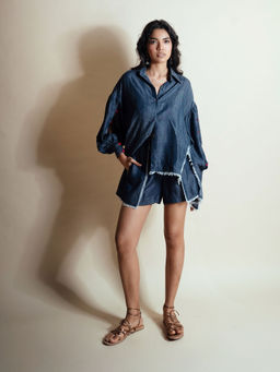 Style Junkiie - Blue Heart Stringed Tencel Shorts