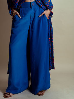 Style Junkiie - Ink Blue Solid Wide Pant