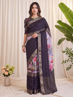 Akhilam - Viscose Silk Lavender Woven Design Mysore Silk Saree with Unstitched Blouse
