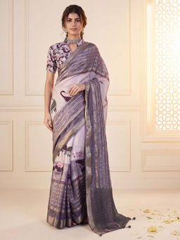 Akhilam - Viscose Silk Lavender Woven Design Mysore Silk Saree with Unstitched Blouse