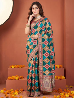 Akhilam - Women's Viscose Silk Light Blue Saree With Unstitched Blouse