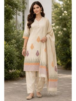 Autumnlane - Yukti Ivory Handloom Kurta with Pant and Dupatta