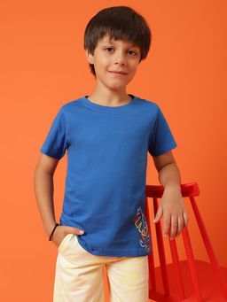 Tales & Stories - Boys Royal Blue Cotton Regular T-Shirt