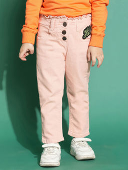 Tales & Stories - Peach Slim Fit 7/8Th Jeans for Girls