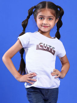 Tales & Stories - Girls Blue Cotton Regular Fit T-Shirts