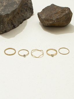 Pipa Bella by Nykaa Fashion - Minimal Gold Rings (Pack of 5) (14)