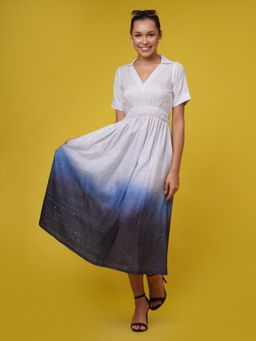 The Saffron Saga - Multi-Color Ombre A-Line Dress