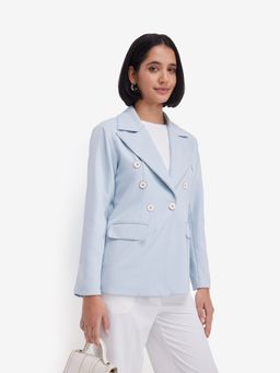Strong And Brave - Powder Blue Double-Breasted Tailored Blazer