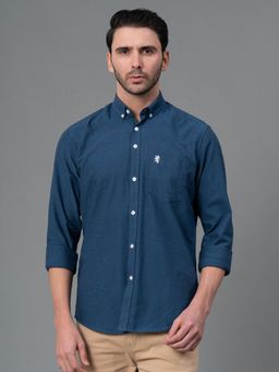Red Tape - Navy Blue Solid 100% Cotton Full Sleeve Mens Shirt