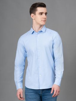 Red Tape - Light Blue Dobby Textured Pure Cotton Mens Shirt