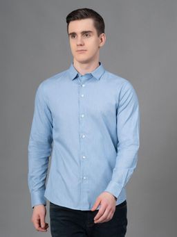 Red Tape - Blue Dobby Textured Pure Cotton Mens Shirt