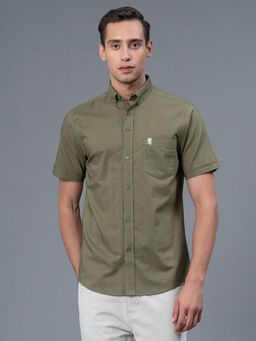Red Tape - Olive Solid Pure Cotton Mens Shirt