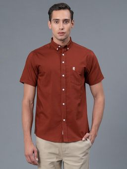Red Tape - Rust Solid Pure Cotton Mens Shirt