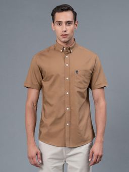 Red Tape - Beige Solid Pure Cotton Mens Shirt