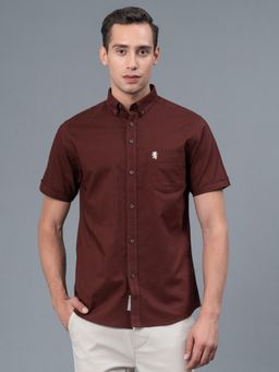 Red Tape - Maroon Solid Pure Cotton Mens Shirt