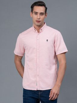 Red Tape - Pink Solid Poly Cotton Mens Shirt