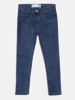 Tales & Stories - Girls Blue Slim Fit Lycra Washed Jeans