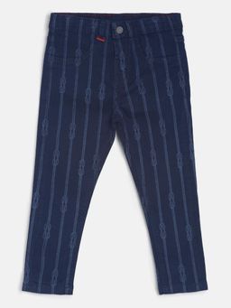 Tales & Stories - Boys Cotton Dark Blue Solid Slim-Fit Jeans