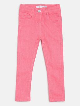 Tales & Stories - Infant's Pink Neon Cotton Slim-Fit Jeans