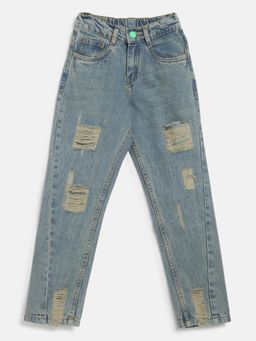 Tales & Stories - Boys Blue Cotton Slim fit Solid Jeans
