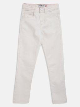 Tales & Stories - Boys White Lycra Slim Fit Solid Jeans