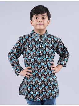 KiddoPanti - Boys Short Kurta - Black