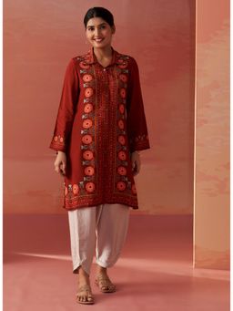 Lakshita - Maroon Printed Viscose Kurta for Women
