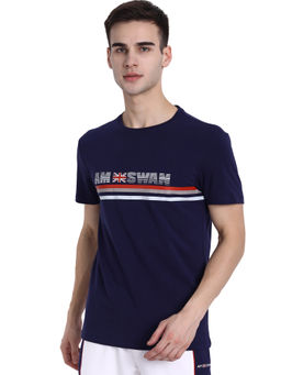 AM SWAN - Mens Graphic Astral Aura T-shirt In Navy Blue