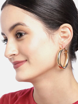 Jewels Galaxy - Delicate Circular Gold Plated Brilliant Drop Earrings for Women-Girls