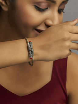 Divas Mantra - 92.5 Silver Oxidised WRAP ME UP Coral Bracelet