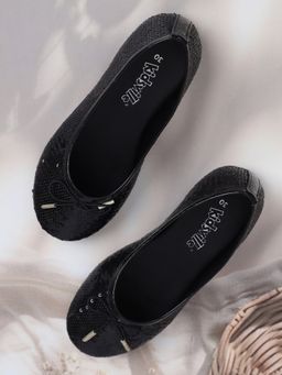 Kidsville - Bow Sequins Black Ballet Flat Casual Ballerina for Girls - Black