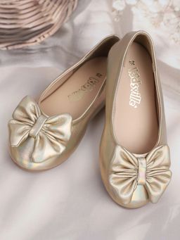 Kidsville - Bow Casual Ballerina for Girls Slip-On Belly Shoes Footwear - Gold
